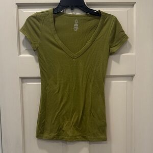 Love on a Hanger Short Sleeve V-Neck Top - Olive